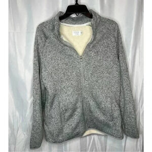 TIME and TRU Thick Gray zip up with fuzzy inside